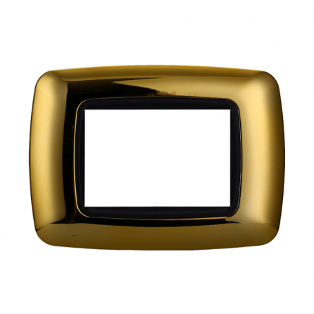 Placca in Plastica Bombata Oro Lucido Compatibile Living Light - 3 Posti - Ettroit