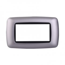 Placca in Plastica Bombata Silver Compatibile Living Light - 4 Posti - Ettroit