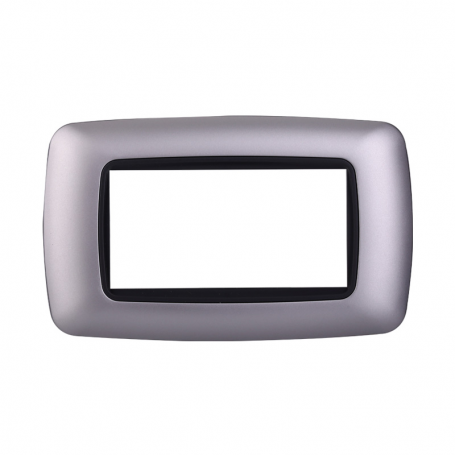 Placca in Plastica Bombata Silver Compatibile Living Light - 4 Posti - Ettroit