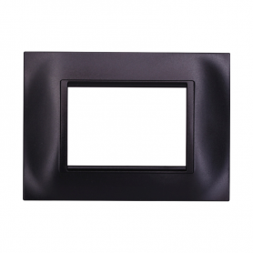 Placca in Plastica Quadrata Nera Compatibile Living Light - 3 Posti - Ettroit