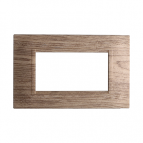 Placca in Plastica Quadrata Legno Scuro Compatibile Living Light - 4 Posti - Ettroit