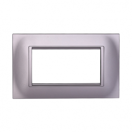Placca in Plastica Quadrata Silver Compatibile Living Light - 4 Posti - Ettroit