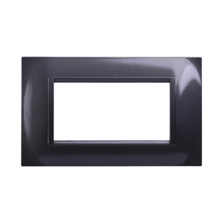 Placca in Plastica Quadrata Acciaio Scuro Compatibile Living Light - 4 Posti - Ettroit