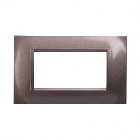 Placca in Plastica Quadrata Acciaio Bronzato Compatibile Living Light - 4 Posti - Ettroit
