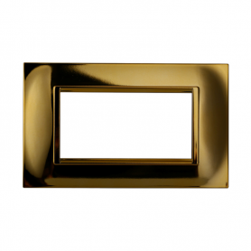 Placca in Plastica Quadrata Oro Lucido Compatibile Living Light - 4 Posti - Ettroit