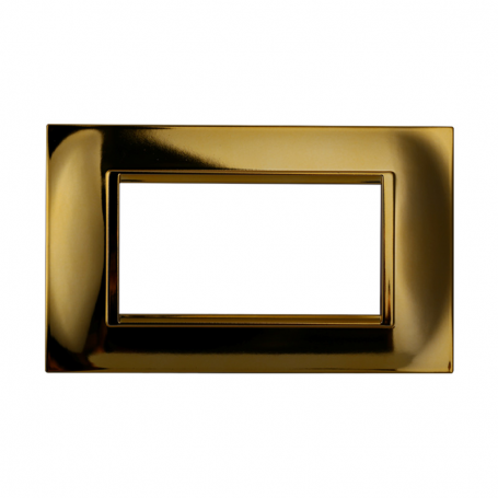 Placca in Plastica Quadrata Oro Lucido Compatibile Living Light - 4 Posti - Ettroit