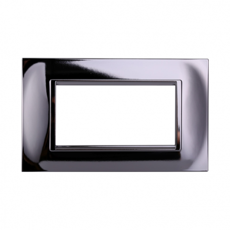 Placca in Plastica Quadrata Cromato Lucido Compatibile Living Light - 4 Posti - Ettroit
