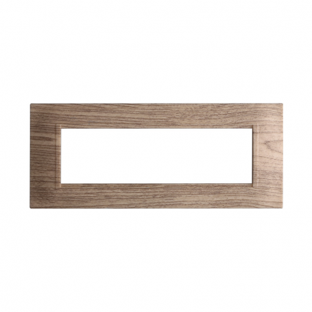 Placca in Plastica Quadrata Legno Scuro Compatibile Living Light - 7 Posti - Ettroit