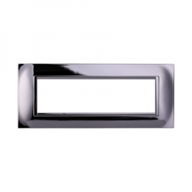 Placca in Plastica Quadrata Cromato Lucido Compatibile Living Light - 7 Posti - Ettroit