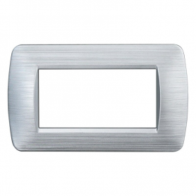 Placca in Plastica Silver Satinato Compatibile Living Light - 4 Posti - Ettroit