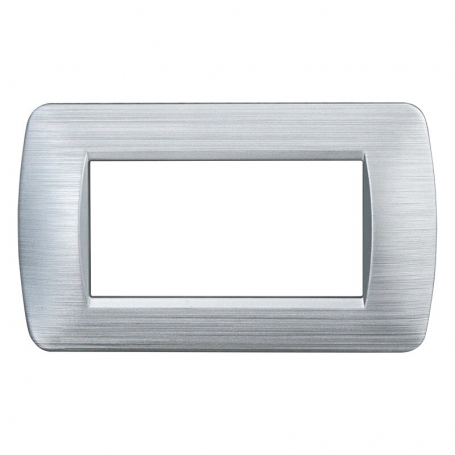 Placca in Plastica Silver Satinato Compatibile Living Light - 4 Posti - Ettroit