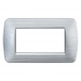 Placca in Plastica Silver Satinato Compatibile Living Light - 4 Posti - Ettroit