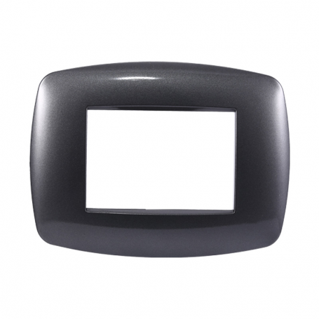 Placca in Plastica Slim Acciaio Scuro Compatibile Living Light - 3 Posti - Ettroit