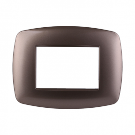 Placca in Plastica Slim Acciaio Bronzato Compatibile Living Light - 3 Posti - Ettroit