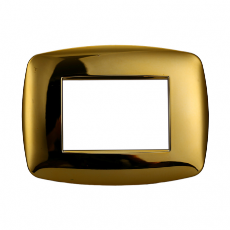 Placca in Plastica Slim Oro Lucido Compatibile Living Light - 3 Posti - Ettroit