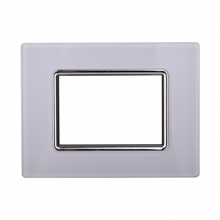Placca in Vetro Bianco Compatibile Living Light - 3 Posti - Ettroit