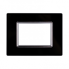 Placca in Vetro Nero Compatibile Living Light - 3 Posti - Ettroit