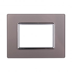 Placca in Vetro Silver Compatibile Living Light - 3 Posti - Ettroit