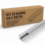Kit 20 Barre Profilo da Incasso 2 Metri per Cartongesso Slim in Alluminio per Striscia LED