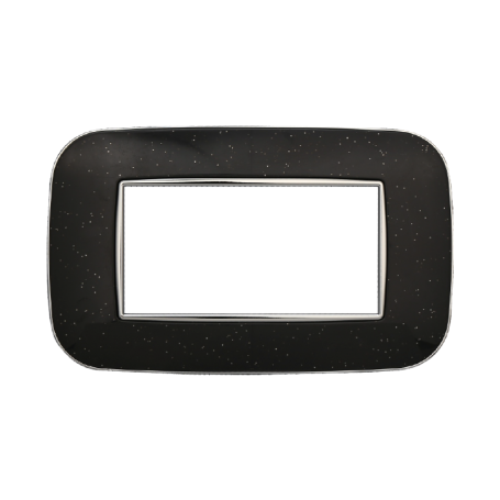 Placca Orbis in Plastica Nero Brillante Compatibile Bticino Axolute - 4 Posti - Ettroit