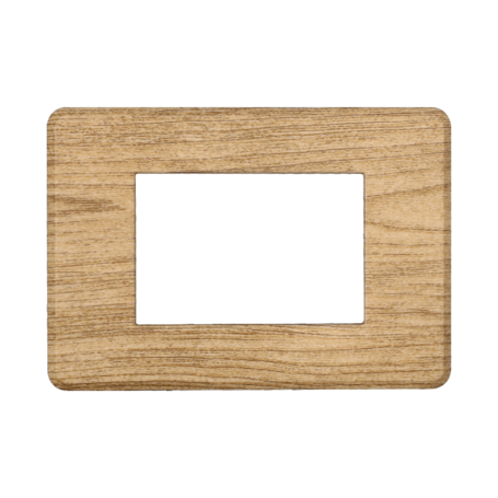 Placca Slim in Plastica Legno Scuro Compatibile Bticino Axolute - 3 Posti - Ettroit