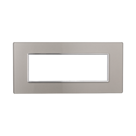 Placca in Vetro Silver Compatibile Bticino Axolute - 6 Posti - Ettroit