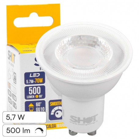 Bot Lighting Shot Lampadina LED GU10 5,7W Faretto Spotlight 60° Dimmerabile