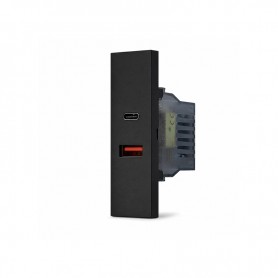 Doppia presa USB Tipo A+C  Serie Zen Mapam Nero