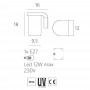 Applique Moderna Top Light LUGANO AP GA E27 LED IP54 Alluminio Vetro