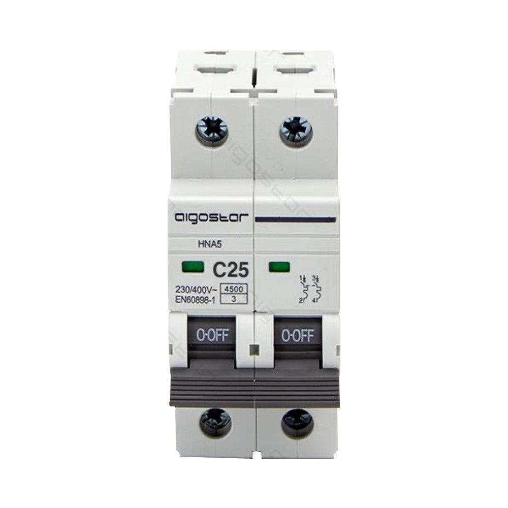 Interruttore Automatico Modulare Magnetotermico 2P 25A Curva C Aigostar