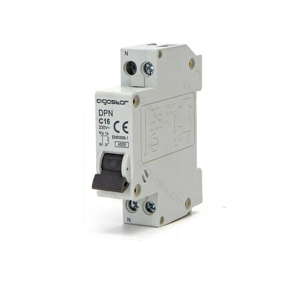 Interruttore Automatico Modulare Magnetotermico 1P+N 16A Curva C Aigostar