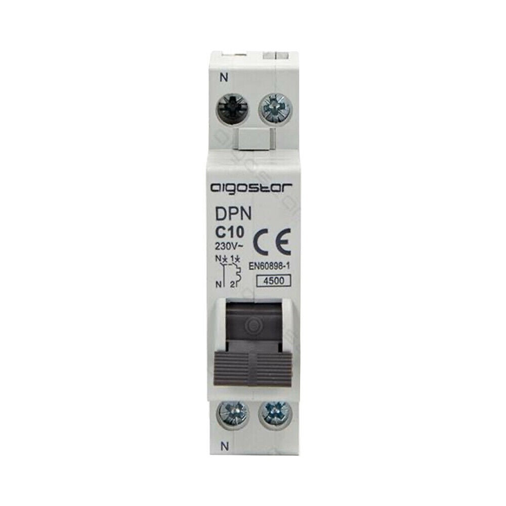 Interruttore Automatico Modulare Magnetotermico 1P+N 10A Curva C Aigostar
