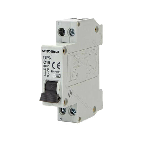 Interruttore Automatico Modulare Magnetotermico 1P+N 10A Curva C Aigostar
