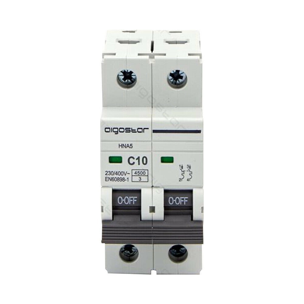 Interruttore Automatico Modulare Magnetotermico 2P 10A Curva C Aigostar