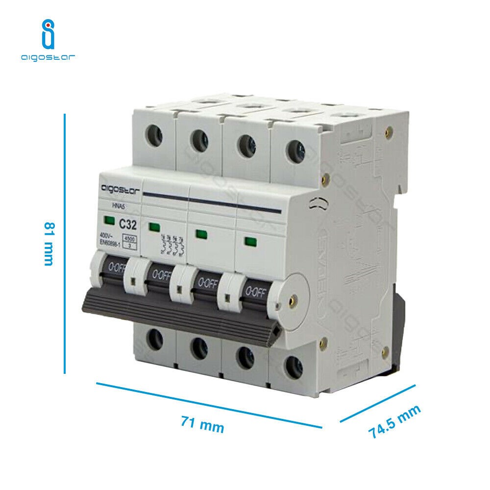 Interruttore Automatico Modulare Magnetotermico 4P 32A Curva C Aigostar