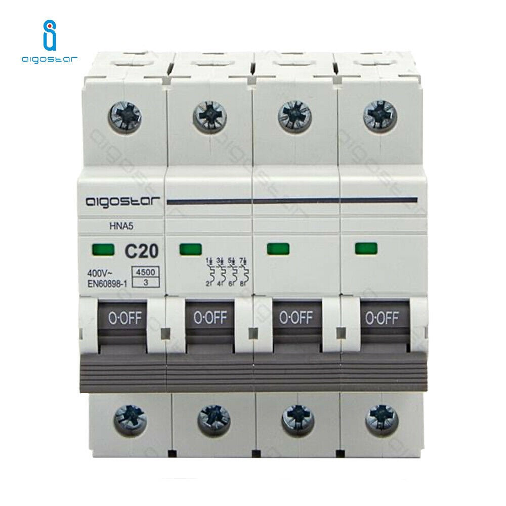 Interruttore Automatico Modulare Magnetotermico 4P 20A Curva C Aigostar