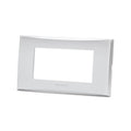 Placca 4 Moduli Argento In Plastica Compatibile Vimar Plana