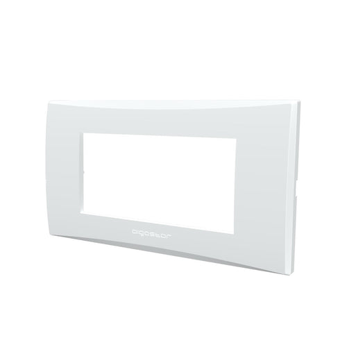 Placca 4 Moduli Bianca In Plastica Compatibile Vimar Plana