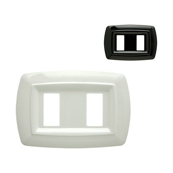 Placca 2 Posti in Plastica Bianca/Nera/Avorio Compatibile Magic Bticino