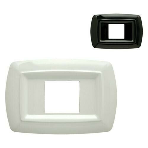 Placca Schuko Centrata In Plastica Bianca/Nera/Avorio Compatibile Magic Bticino