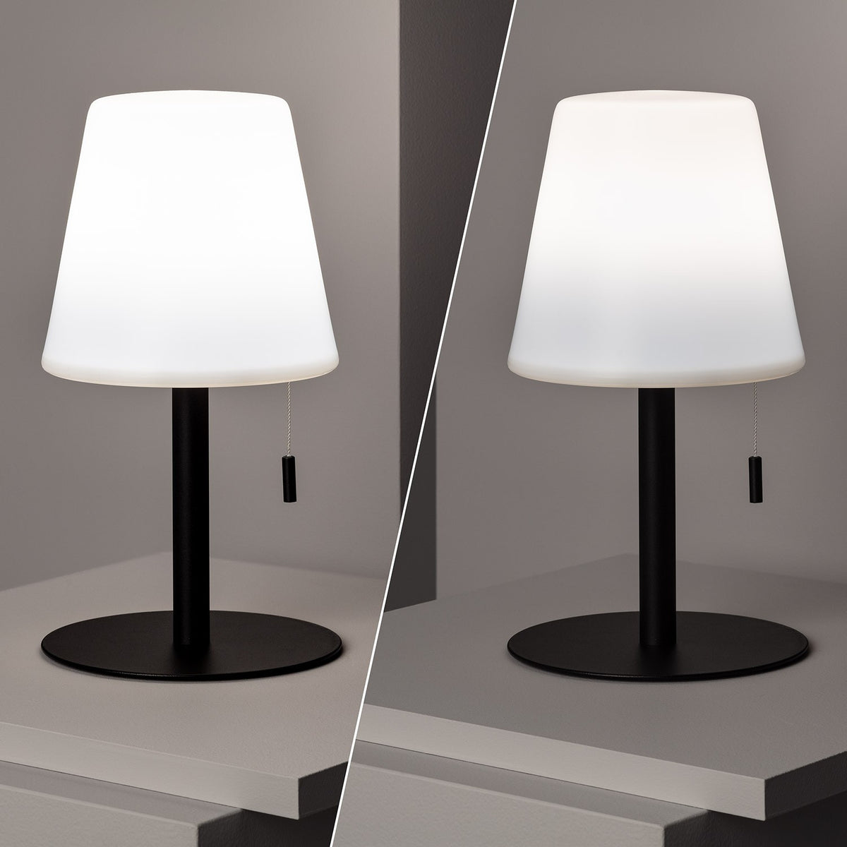 Lampada da Tavolo LED Ricaricabile Nero IP44 In Alluminio e Policarbonato
