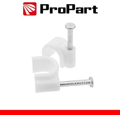 Chiodini con fermacavo tondo 6mm bianco 100pz