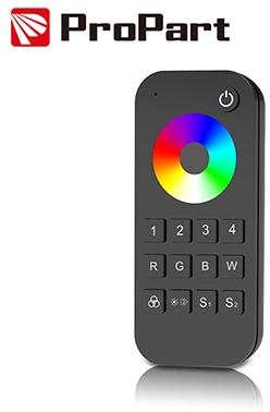 Telecomando RGB/RGBW 4 zone, 2 scene, nero, RF2.4G