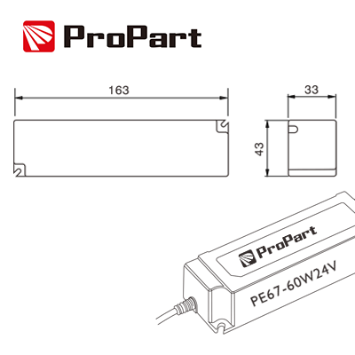 Alimentatore LED Stagno ProPart IP67 24V 60W 2.5A