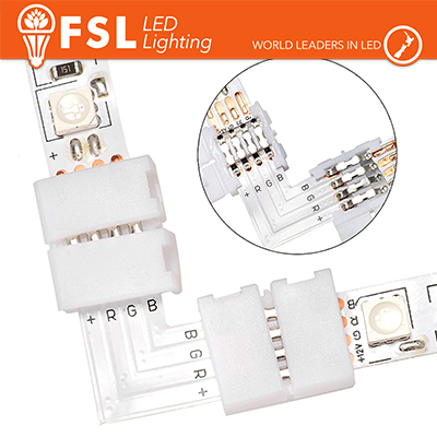 Connettore Rapido L per Strip 10mm LED RGB/RGBW FSL