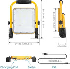 Faretto Led Portatile 100W Aigostar 6500K Ricaricabile a Batteria