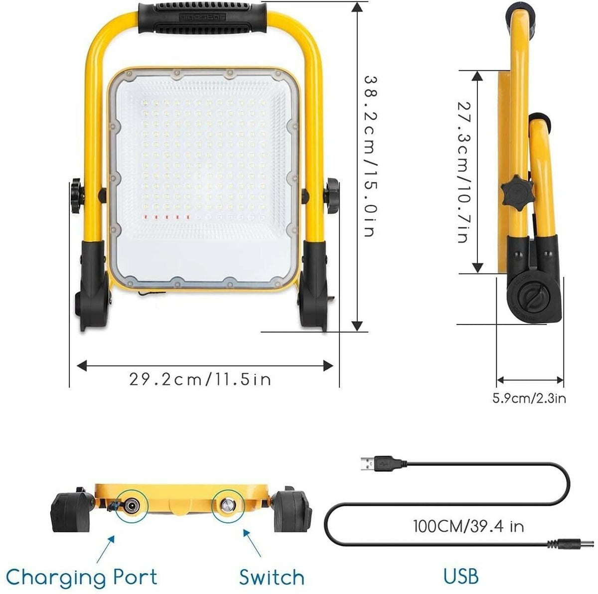 Faretto Led Portatile 100W Aigostar 6500K Ricaricabile a Batteria