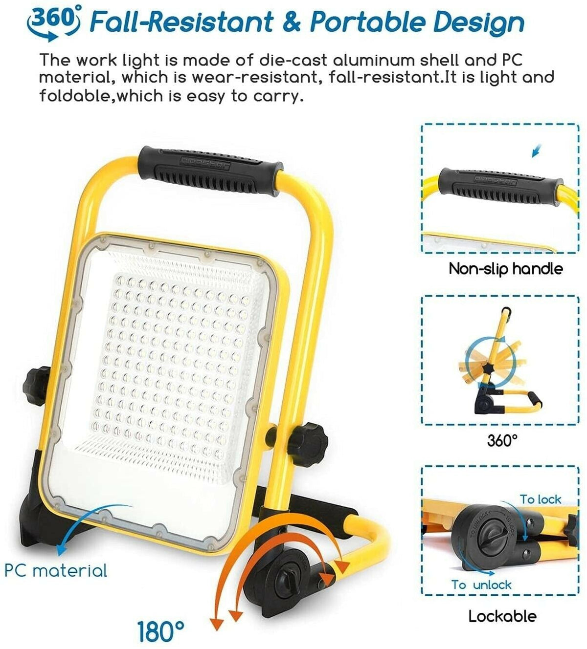 Faretto Led Portatile 100W Aigostar 6500K Ricaricabile a Batteria