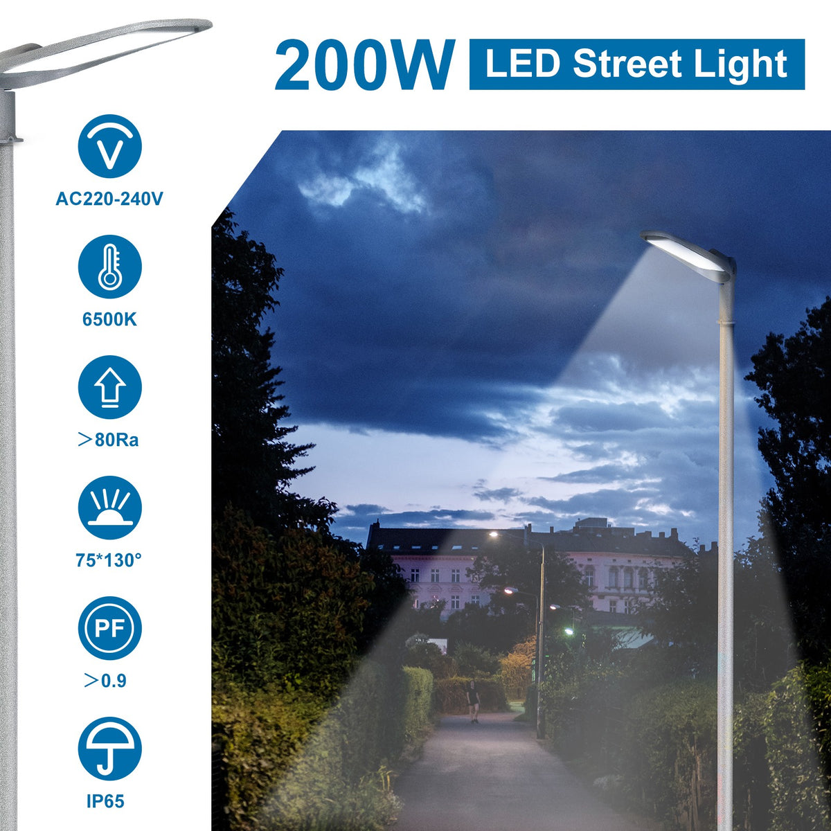 Armatura Stradale Lampione Led 200W Aigostar IP65 Bianco Freddo 6500K