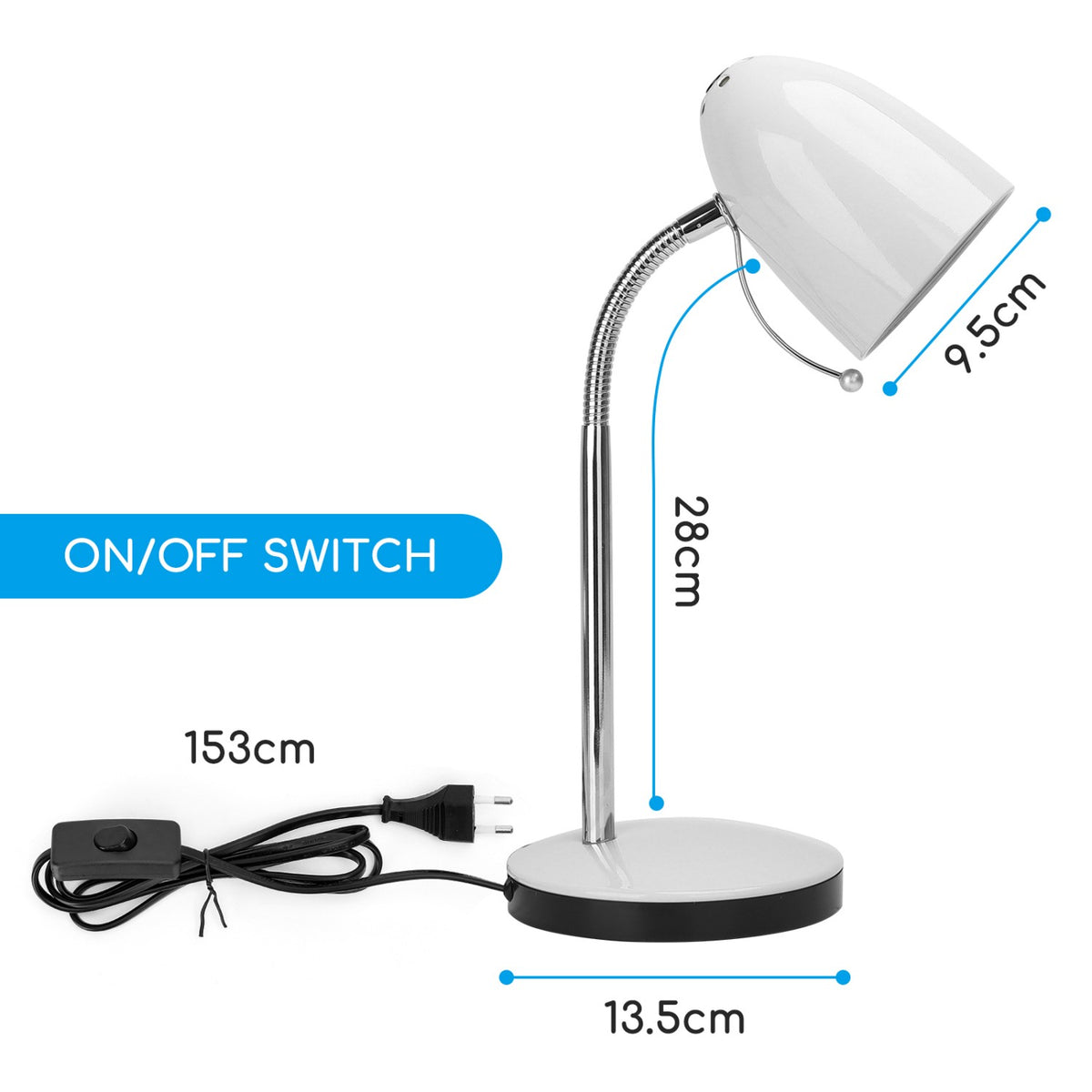 Lampada Da Tavolo Aigostar Flex per lampadine E27 Bianca